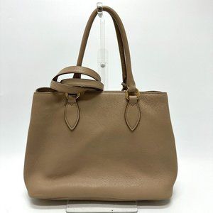 Auth Prada 1ba058 Logo 2way Hand Bag Leather Beige